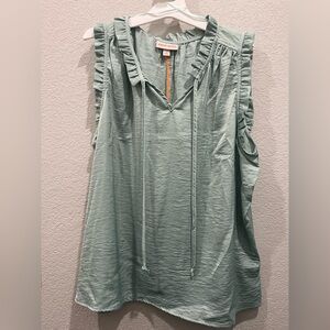 Knox Rose Light Green Ruffle Sleeve Blouse